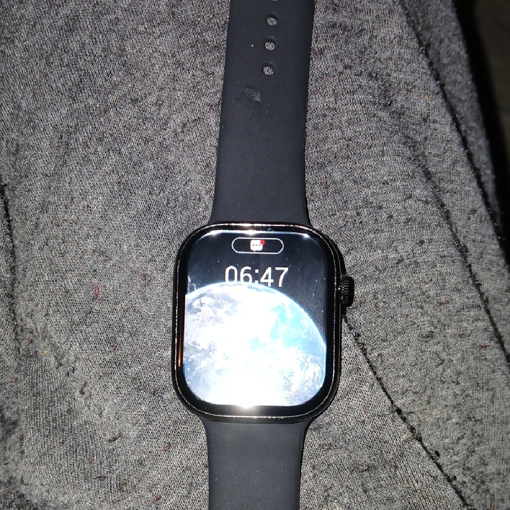 Sleek Black Smartwatch with Moon Phase Display